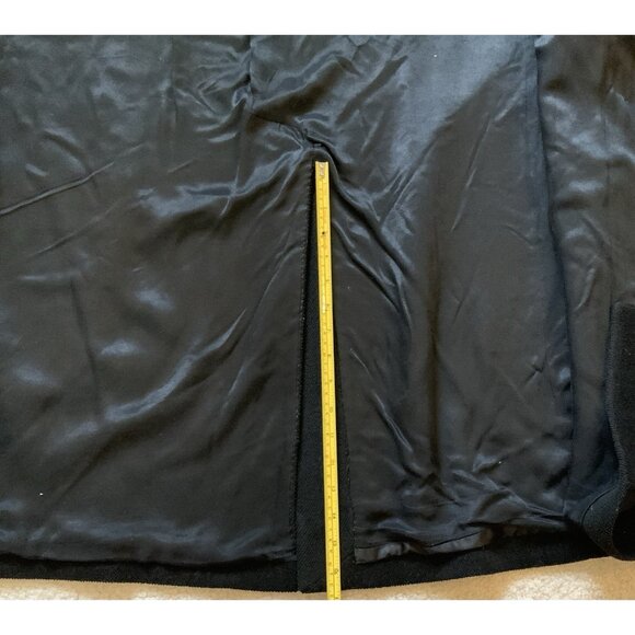 Wool Blend long overcoat Black mens Large? Pockets Lined Short Tailor Made in US - Picture 10 of 16